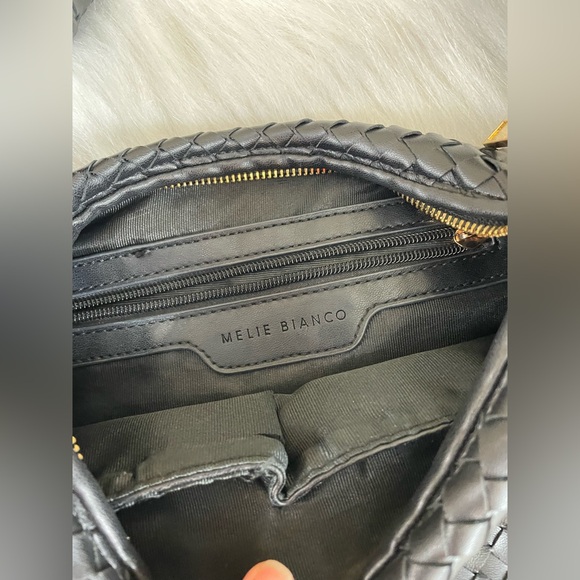 Melie Bianco Brigitte large  Black Woven Shoulder Bag - Picture 4 of 10